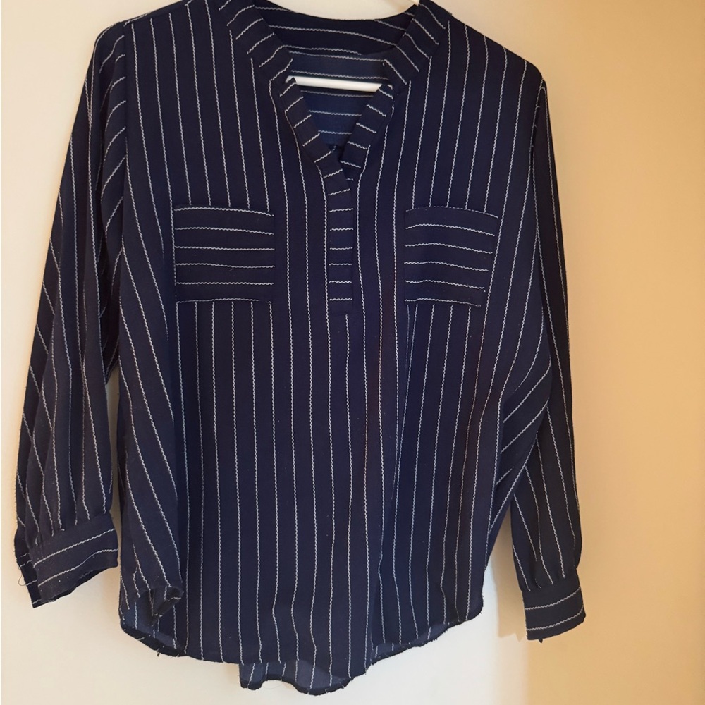 Navy Striped Women's Top